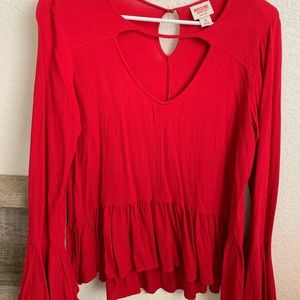Mission Supply Co. Red Bell sleeve Top!